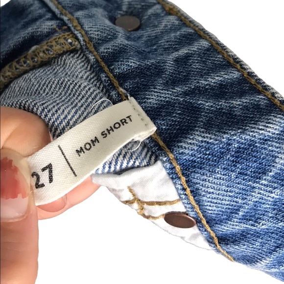 PacSun | Two Tone Blue White Dipped High Rise Mom Short Jean Shorts Distressed - Picture 6 of 8